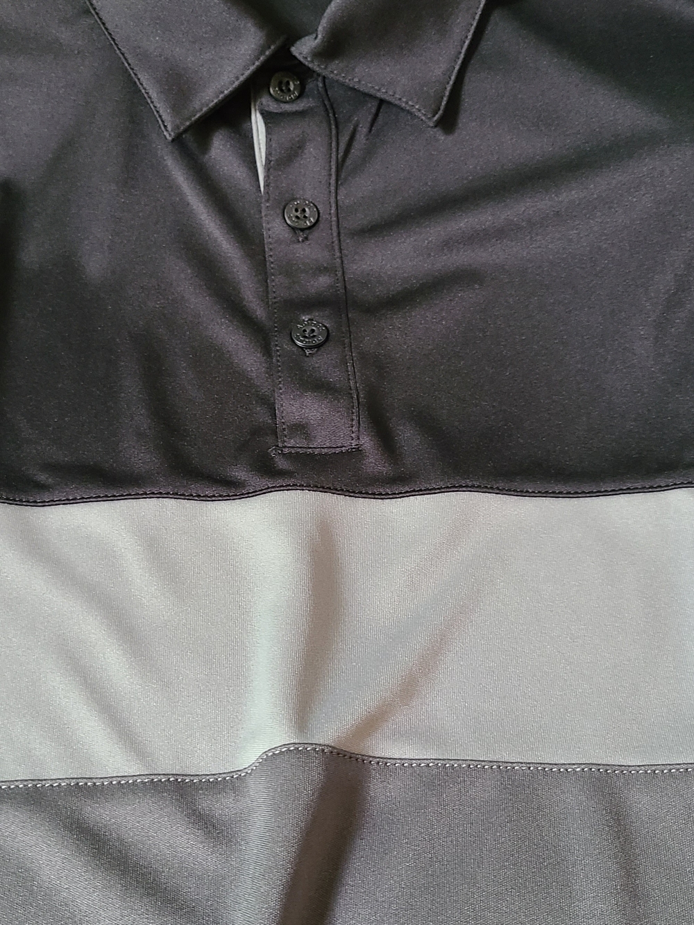 adidas Black and Light Gray Panel Polo Shirt XL